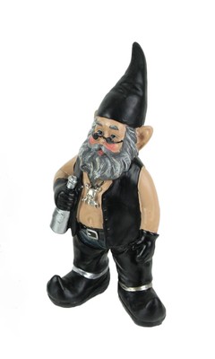 Scratch & Dent Gnoschitt the Thirsty Biker Garden Gnome Statue 7.5 Inches High