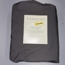 Casaluna Supima Percale Sheet Set Full Size Dark Gray 250 Thread Count