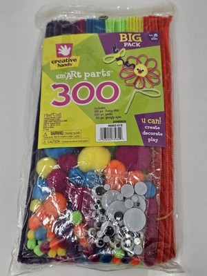 Creative Hands Smart Parts 300 pcs Kids Crafts Pipe Cleaners, Pom Poms, Eyes