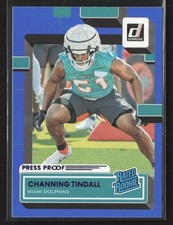 Channing Tindall 2022 Donruss #392 Blue Press Proof Miami Dolphins
