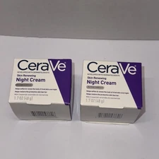Lot of 2 CeraVe Skin Renewing Night Cream Peptide Complex Hyaluronic Acid 1.7 oz