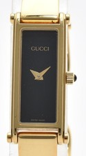 【NAER MINT】GUCCI 1500L Watch Gold Black Dial QZ Women’s Bangle Wrist Watch Japan