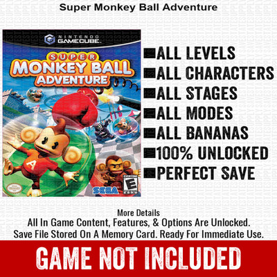 Super Monkey Ball Adventure 100% Nintendo GameCube Memory Card Save CHEATS