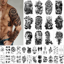 Yazhiji 36 Sheets Temporary Tattoos Stickers, 12 Sheets Fake Body Arm Chest Shou