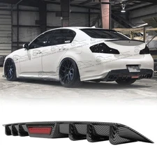 Carbon Fiber Look Rear Diffuser Fins Bumper Lip Splitter For Infiniti G37 G35