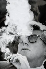 JFK Poster Cigar Smoking Picture John F Kennedy Laminated Poster 24x36