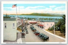 Hawaii Hilo Old Cars on Kamehameha Avenue Kea Mauna Loa Postcard
