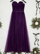 Unbranded Elegant Formal Purple Lace Strapless Evening Gown