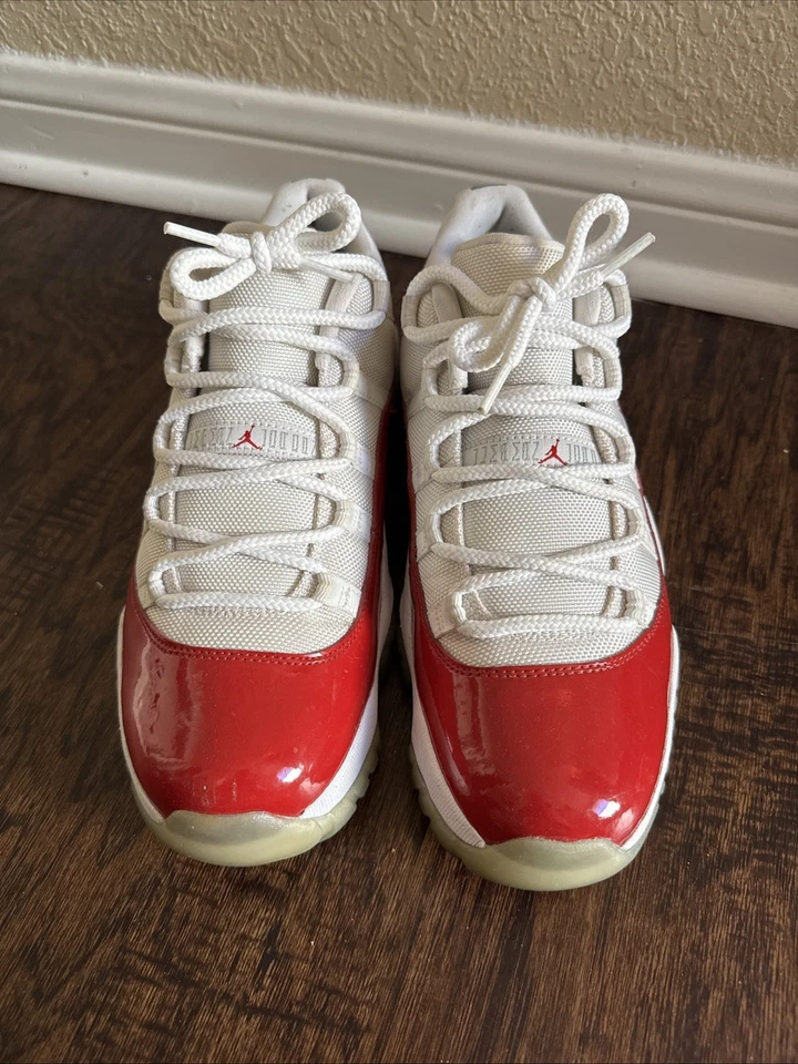 Air Jordan 11 ретро кроссовки низкий белый вишневый красный мужской размер 10 - Изображение 3 из 4