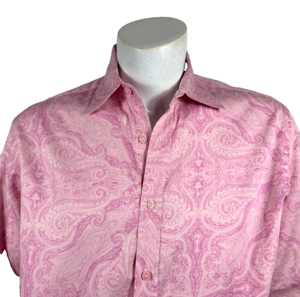 Camisa Ted Baker London Diseñador Rosa Paisley Floral Manga Larga Puño Abatible Talla 4 Foto 2 de 4