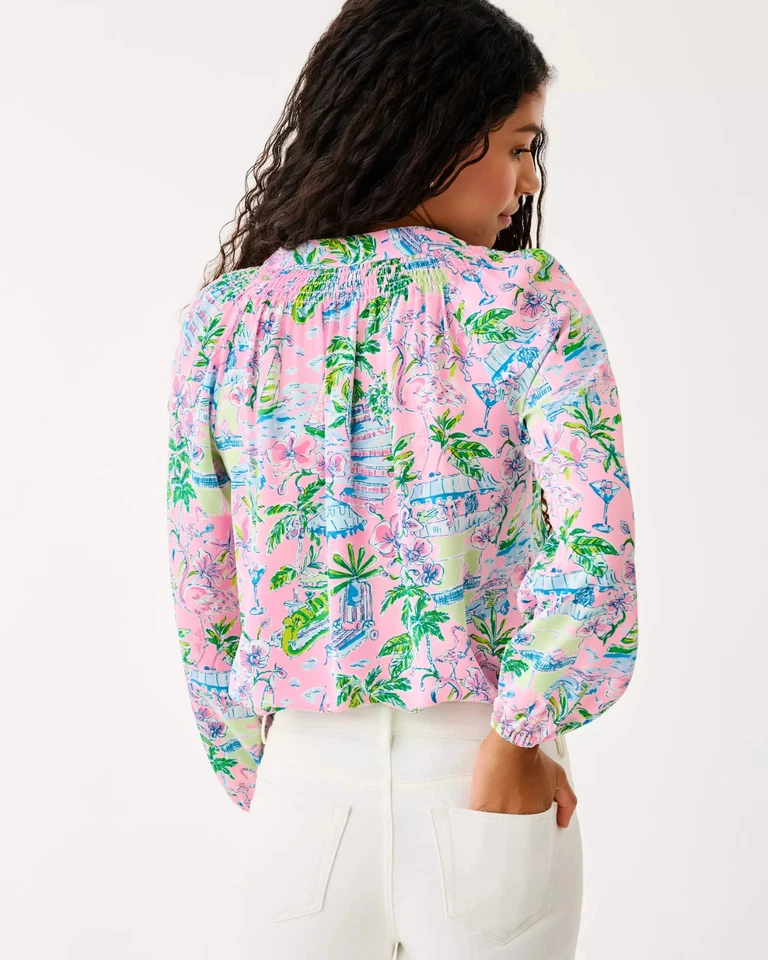 NWT Lilly Pulitzer Elsa Silk Top Conch Shell Pink Sunny Dee Full Size ... - Image 3 of 4