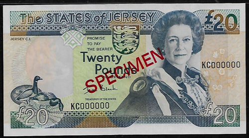 Jersey 20 Pounds 2000 SPECIMEN PMG 66 EPQ UNC P#29s Queen Elizabeth II - Picture 3 of 4