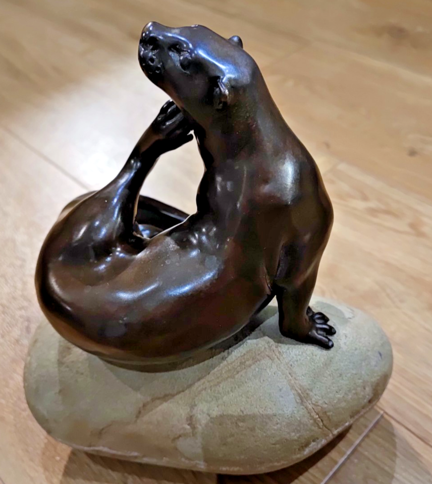 Otter on rock bronze sculpture by Llewellyn Davies | eBay UK