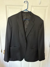 Gianni Versace Black Worsted Wool Suit 42R 2-Button Notch Single Vent
