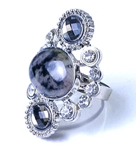 Silvertone Statement Ring Size 8 Adjustable