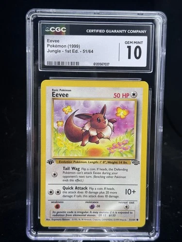 Eevee #51 1st Edition Jungle 1999 Pokémon CGC 10 ✨