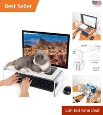 Acrylic Keyboard Protector Monitor Riser - Safe Space for Cats 20" x 7.1"
