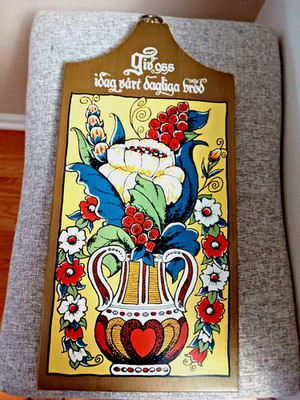 Berggren Large Floral Bread Board Plaque ''Give Us This Day Our Daily Bread''