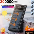 4 in 1 200000mAh Solar Power Bank Ultra Capacity Fast Charging USB Type-C LED 