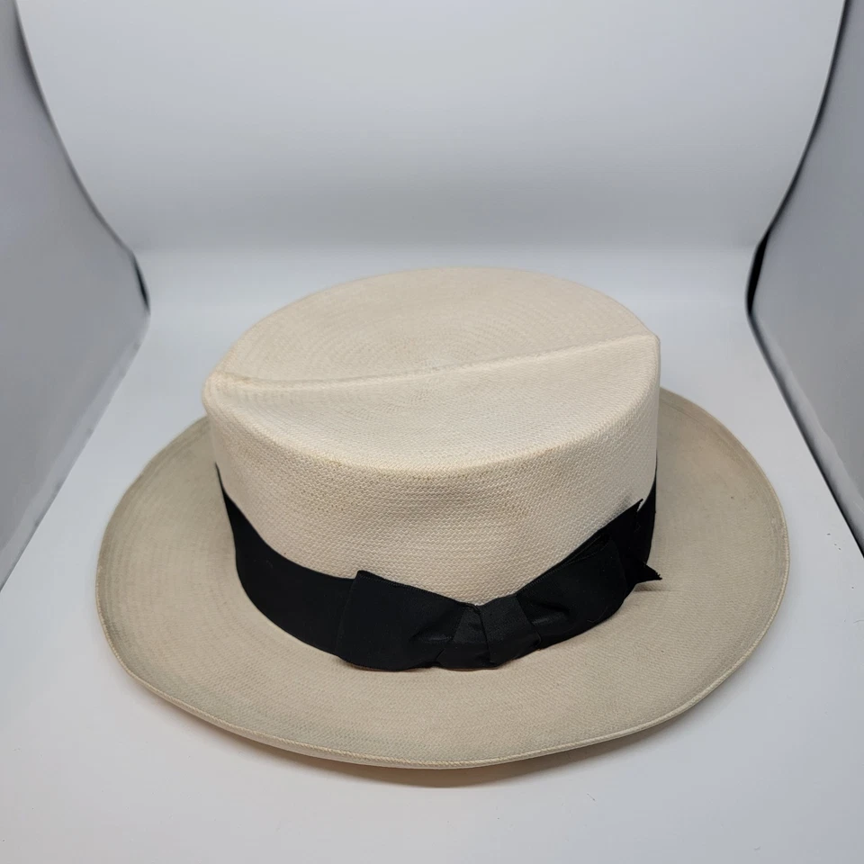 Sombrero de Panamá 1885 a 1934 Sombrereros Unidos de América Hecho en Unión, Tejido Ecuador Foto 2 de 4
