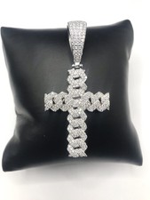 925 Sterling Silver 5.20CT MOISSANITE Cuban Link Cross Men  s Pendant