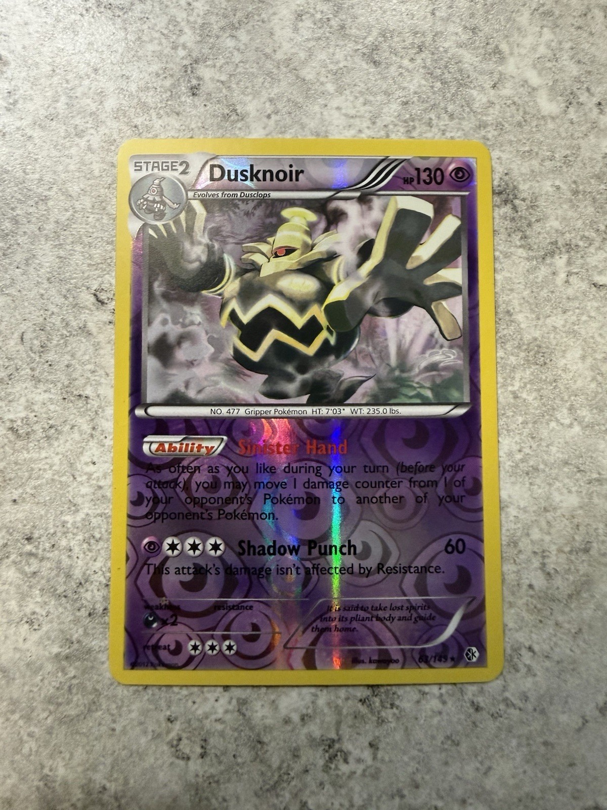 Dusknoir 63/149 Boundaries Crossed Reverse Holo