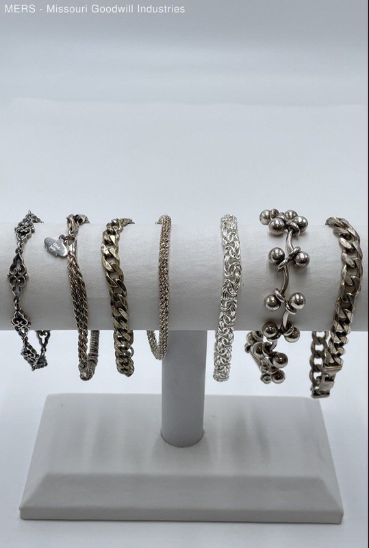 Sterling Silver 925 Jewelry Lot of 7 Bracelets Curb Byzantine Rope 99.1g
