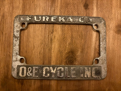 VTG O&E Cycle Inc. Eureka California Motorcycle Dealership License Plate Frame