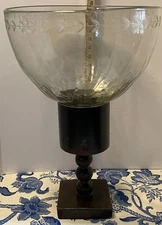 Jan Barboglio Hand Blown Glass Dish Bowl or Food Cover Balin Iron Base Marked