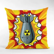 Colorful Pop Art Pillow Cover, Decorative Rocket Cushion, Funky Home Decor 16x16