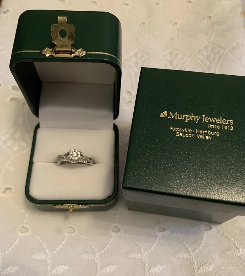 14K White Gold .45 Carat Diamond Engagement Ring & Wedding Band Set - Image 2 of 4