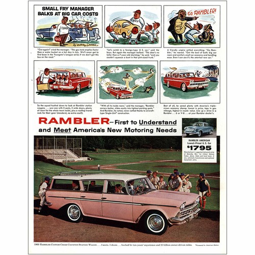 1960 Rambler Wagon: Small Fry Manager Big Car Costs Vintage Print Ad - 第 1/1 張圖片