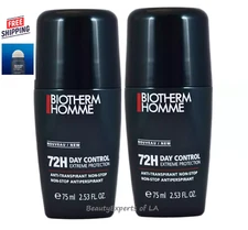 2 PACK Biotherm HOMME Day Control 72H Deodorant Roll-On Antiperspirant 75ml