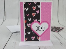 Happy Valentine's Day Greeting Card Kit #8 [Lot of 4, Handmade, Red Hearts, XO]