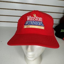 New Vintage Nylon Red Winston Winners Club Racing Snapback Hat USA Made BHN