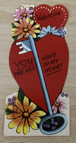 Vintage Valentinstag - Schlüssel, Herzen, Blumen, Valentinstag du hast den Schlüssel zu meinem Herzen - Bild 1 von 3