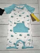 NEW 4t Kyte Bamboo Zip Romper Short Sleeve Bugs & Snails