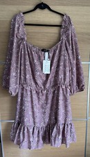 In The Style Stacy Solomon Size 22 Pink Floral Square Neck Mini Dress Bnwt Bc1