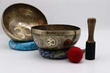 Blessed 10 inches Om Carving Singing Bowl From Nepal-Spiritual Tibetan Bowls-yog