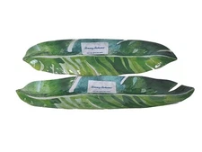 2 Tommy Bahama 16" Green Banana Leaf Melamine Plate Platter Tray, Brand New 