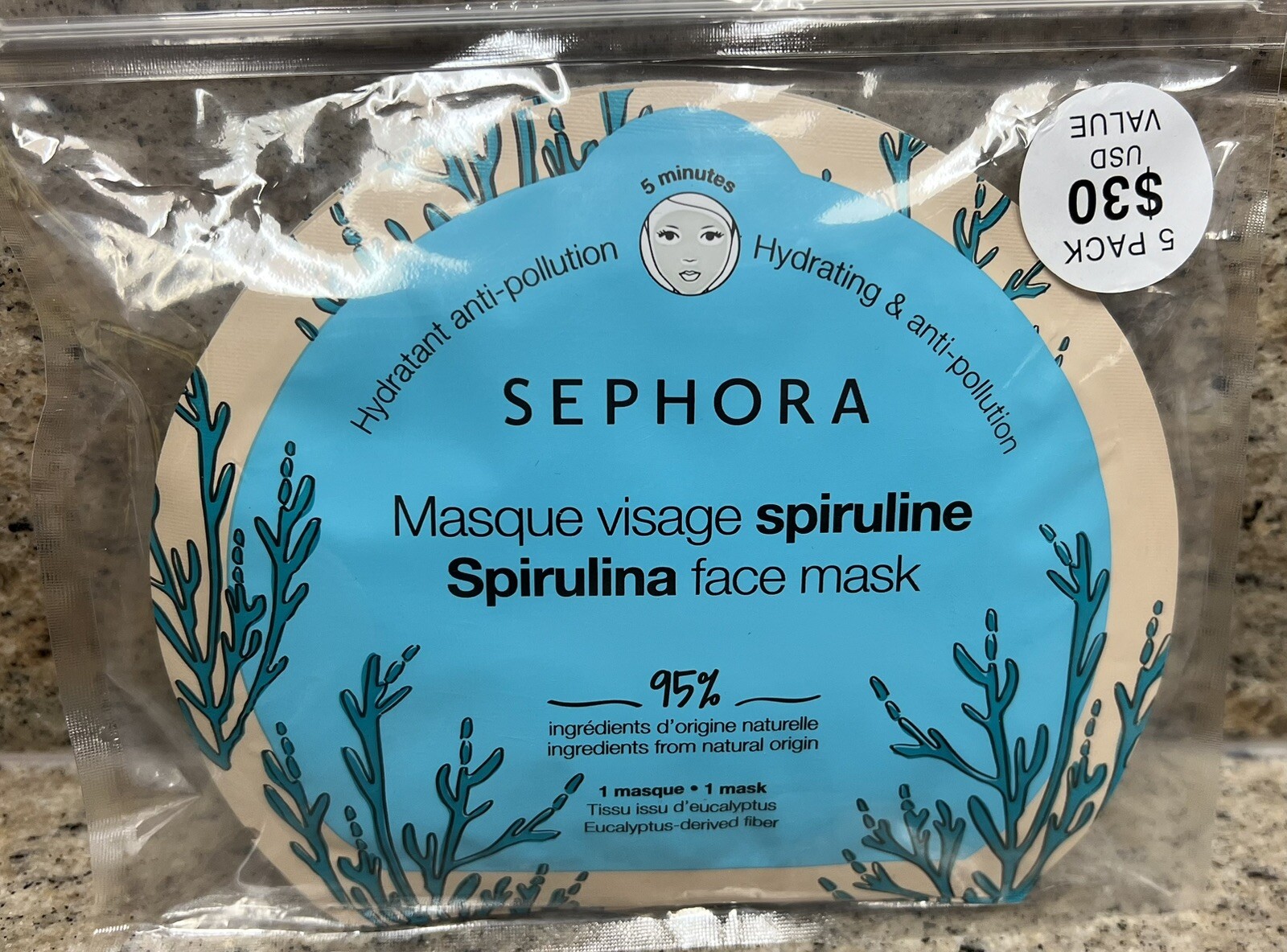 SEPHORA Spirulina Face Mask Hydrating & Anti Pollution Set Of 5 eBay