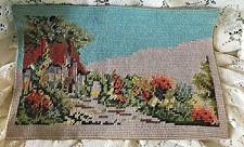 Vintage Needlepoint  Petitpoint Canvas Finished 12.25" W x 8" Tall