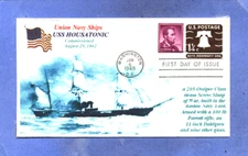 USS HOUSATONIC Union Navy Civil War Steam-Powered Sloop Blue Photo First Day PM