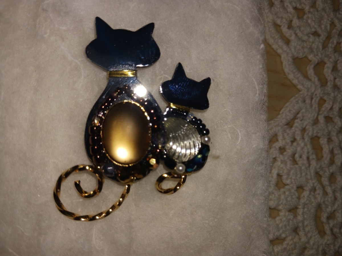 Liztech 2 cats brooch signed View 4