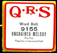 QRS Word Righteous Brothers UNCHAINED MELODY J. L. Cook 9155 Player Piano Roll