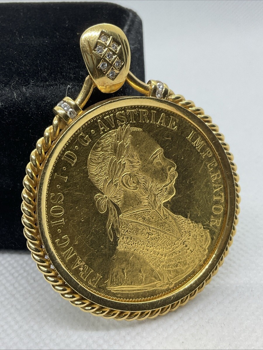 24K 1915 Austria 4 Ducat Franc.IOS.I.D.G AVSTRIAE Imperator G.Coin in 18K  Charm | eBay