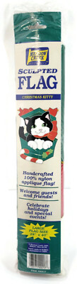 NIP Meadow Creek Sculpted Christmas Kitty Present Flag Yard 28'' X 40'' 