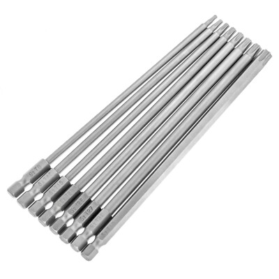 8pcs 150mm T8 - T40 Security Torx Hex Bit Magnetic Head Tamper Proof Tool Kit