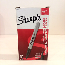 12 Sharpie 30001 BLACK Permanent Markers Fine Point Tip NEW BLIND SHIP AVAILABLE