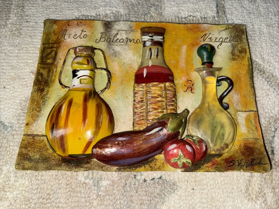 "Placa de arte de pared 3D Aceto Balcama firmada por S. Vassileva resina de 12""x8,5""" Foto 2 de 4